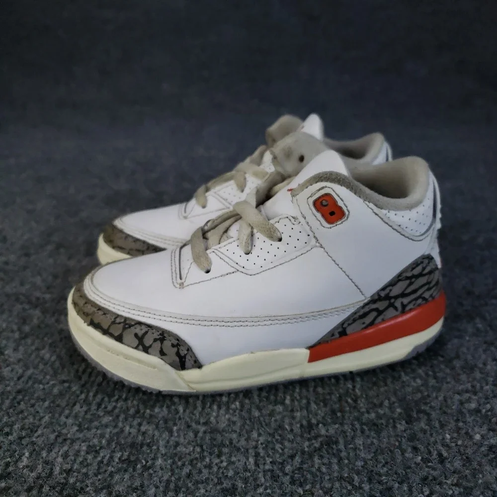 Nike Air Jordan 3 Retro Shoes Georgia Peach‎ Toddler Size 9C White Sneakers